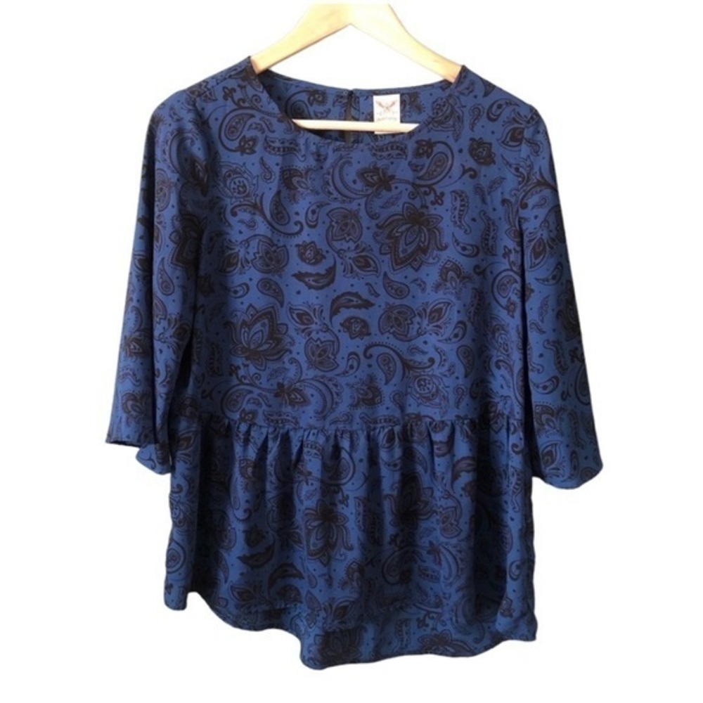 Faded Glory Paisley Hi-Lo Blouse